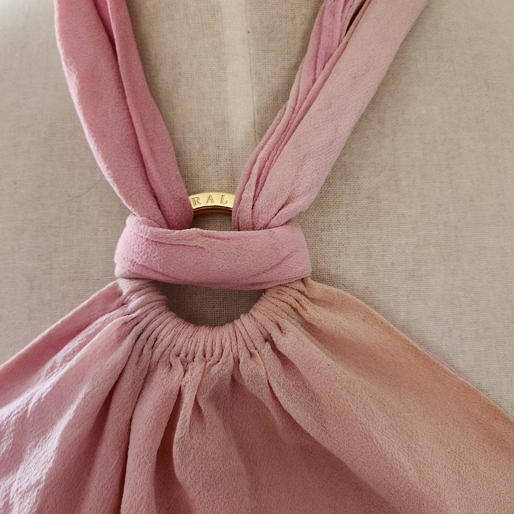 Ralph Lauren 100% Silk Pink Ombré Halter Top Y2K Vacation Chic Size 12P - Picture 5 of 6